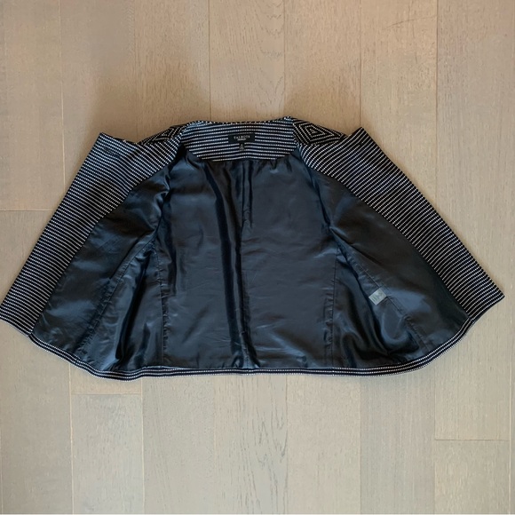 Talbots Black & White Cotton 3/4 Sleeve Blazer Jacket - Picture 2 of 5